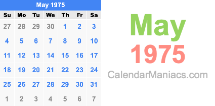 May 1975 Calendar