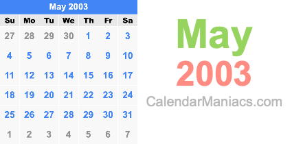 May 2003 Calendar