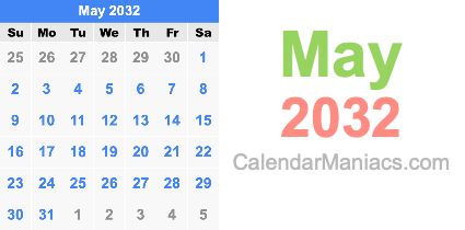 May 2032 Calendar May 2032