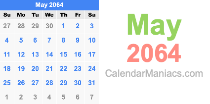 May 2064 Calendar May 2064