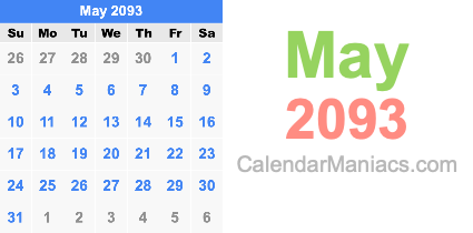 May 2093 Calendar May 2093