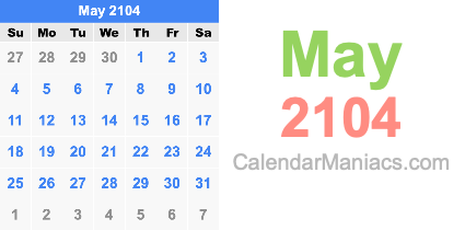 May 2104 Calendar May 2104