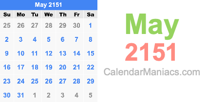 May 2151 Calendar May 2151