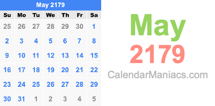 May 2179 Calendar May 2179