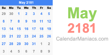 May 2181 Calendar May 2181