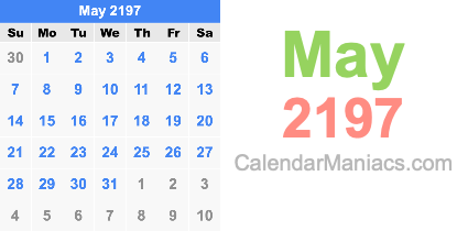 May 2197 Calendar May 2197