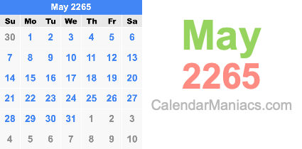 May 2265 Calendar May 2265
