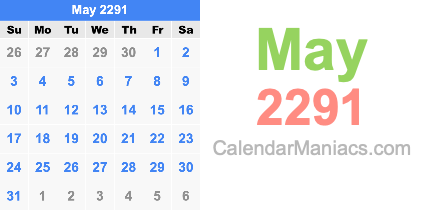May 2291 Calendar May 2291