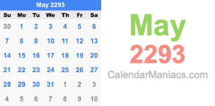 May 2293 Calendar May 2293