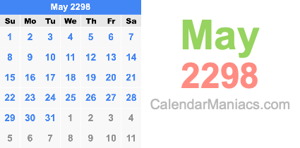 May 2298 Calendar May 2298