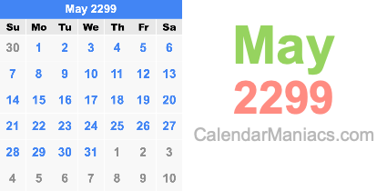 May 2299 Calendar May 2299