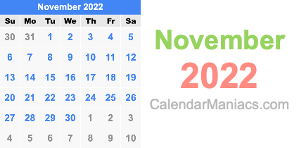 Transparent November 2022 Calendar November 2022 Calendar