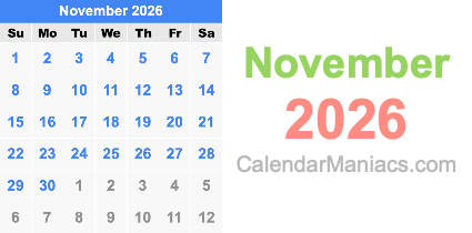 November 2026 Calendar