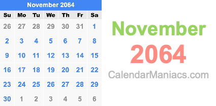 November 2064 Calendar November 2064