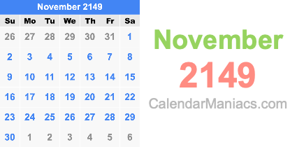 November 2149 Calendar November 2149