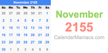November 2155 Calendar November 2155