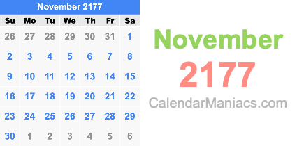 November 2177 Calendar November 2177