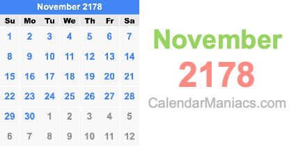 November 2178 Calendar November 2178