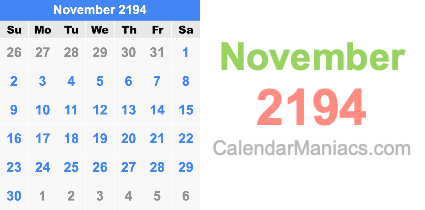 November 2194 Calendar November 2194