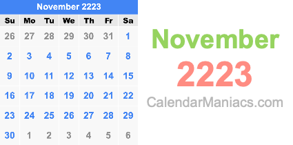 November 2223 Calendar November 2223