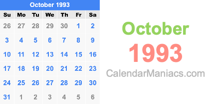 October 1993 Calendar