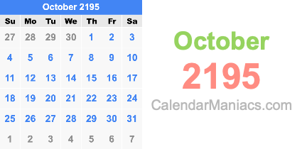 October 2195 Calendar October 2195