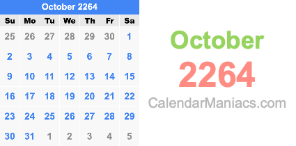 October 2264 Calendar October 2264