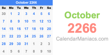 October 2266 Calendar October 2266