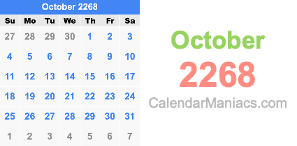 October 2268 Calendar October 2268