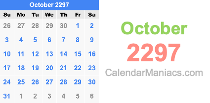October 2297 Calendar October 2297