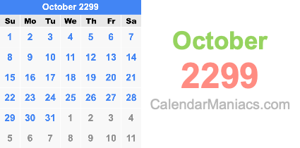 October 2299 Calendar October 2299