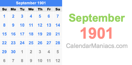 September 1901 Calendar September 1901