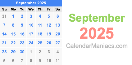 September 2025 Calendar