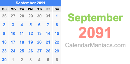 September 2091 Calendar September 2091
