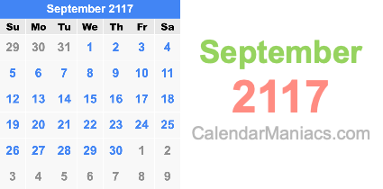 September 2117 Calendar September 2117