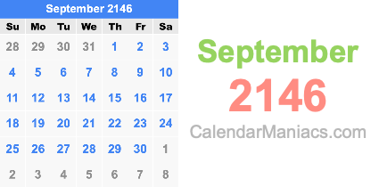 September 2146 Calendar September 2146