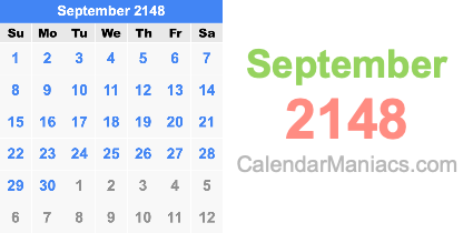 September 2148 Calendar September 2148