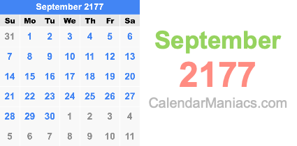 September 2177 Calendar September 2177