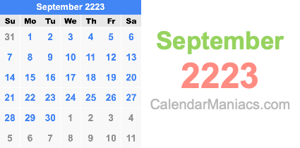 September 2223 Calendar September 2223