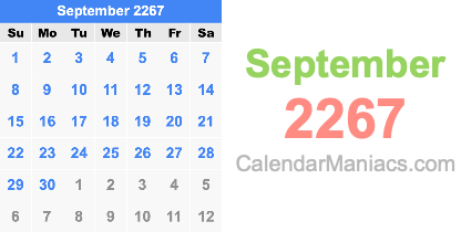 September 2267 Calendar September 2267