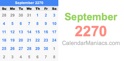 September 2270 Calendar September 2270