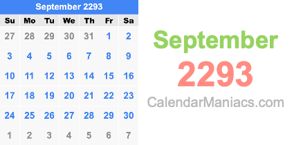 September 2293 Calendar September 2293