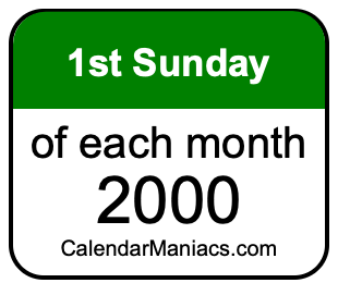 1st Sunday of Each month 2000