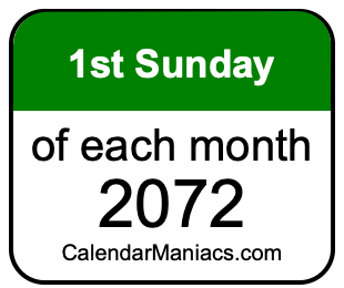 1st Sunday of Each month 2072