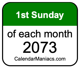 1st Sunday of Each month 2073