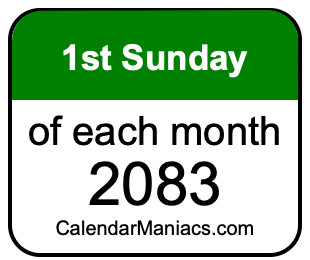 1st Sunday of Each month 2083