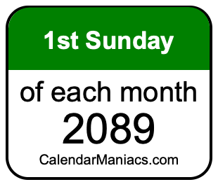 1st Sunday of Each month 2089