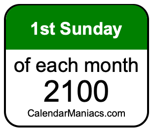 1st Sunday of Each month 2100