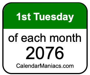 1st Tuesday of Each month 2076