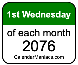 1st Wednesday of Each month 2076